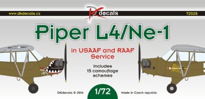 Dk Decals 72028 Piper L4/NE-1 - USAAF/RAAF (15x camo) 1/72