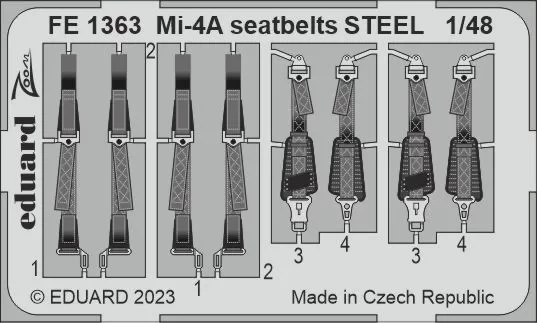 Eduard FE1363 Mi-4A seatbelts STEEL (TRUMP) 1/48