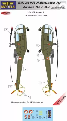 Lf Model C72289 Decals SA 319B Alouette III Armee De L'Air 1/72