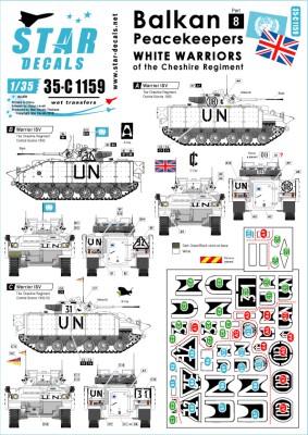 Star Decals 35-C1159 Balkan Peacekeepers # 8. White Warriors. 'White Death' Cheshire Regiment Warrior ISVs in Bosnia 1992-93 1/35
