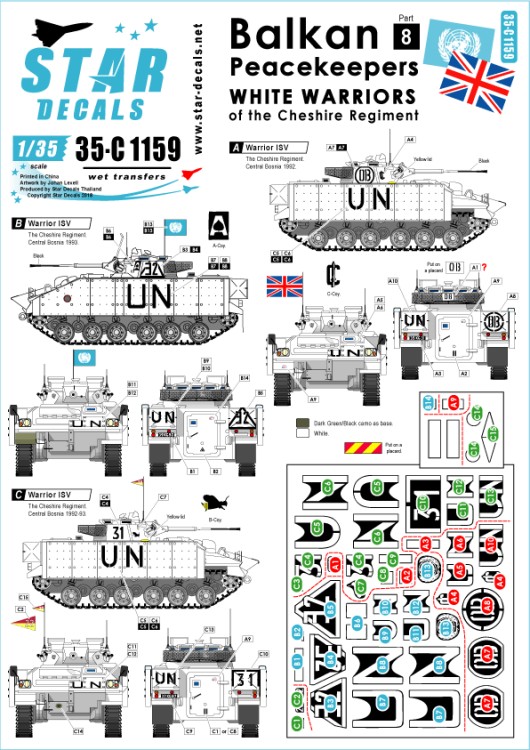 Star Decals 35-C1159 Balkan Peacekeepers # 8. White Warriors. 'White Death' Cheshire Regiment Warrior ISVs in Bosnia 1992-93 1/35