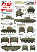 Star Decals 72-A1047 Walcheren Landings. British Tanks and Amphibians participating in the Walcher.n Landings in Holland.Sherman Mk.V Crab Flail Tank, Sherman Mk.V, LVT(A)-2 Buffalo,DUKW, Terrapin Mk.I, M29C Weasel 1/72