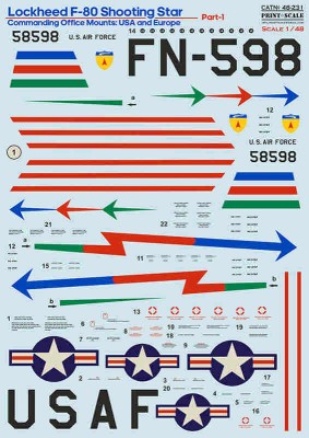 Print Scale C48231 Lockheed F-80 Shooting Star - Part 1 (decal) 1/48
