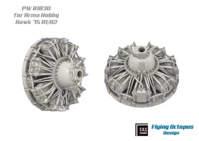 Sbs Model 72092 Hawk H-75 A1/A2 Engine &amp; Exhaust set (ARMA) 1/72