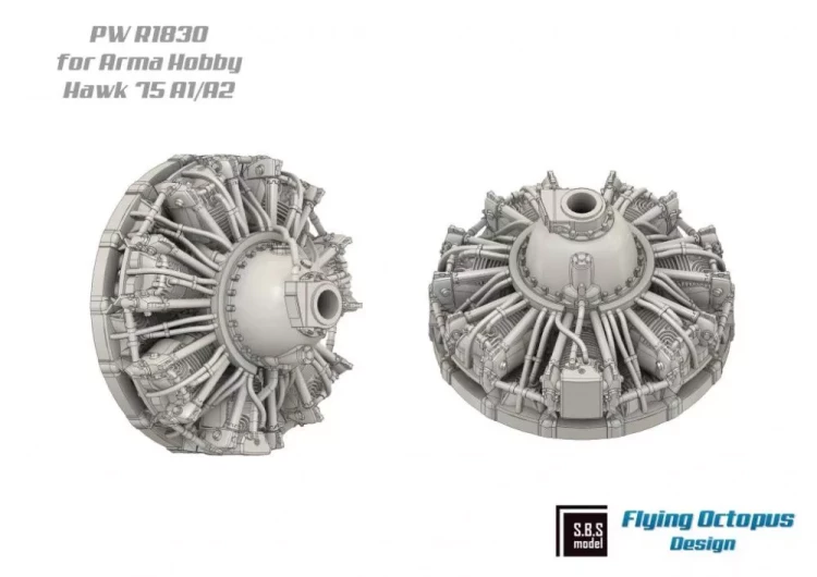 Sbs Model 72092 Hawk H-75 A1/A2 Engine & Exhaust set (ARMA) 1/72