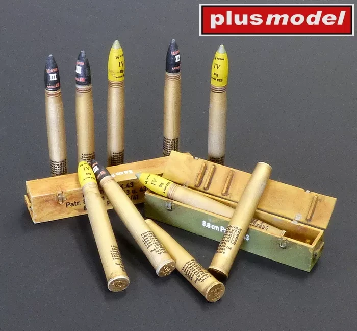 Plusmodel DP3060 8,8cm ammo KwK 36 Tiger II, Pak 43, Elefant 1/35