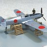 Aoshima 65679 Истребитель Ki-61-II KAI TYPE 3 HIEN c фигурками пилота и техника 1/72