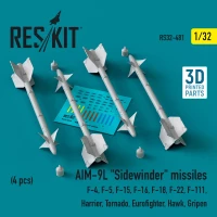 Reskit 32481 AIM-9L 'Sidewinder' missiles (4 pcs.) 1/32