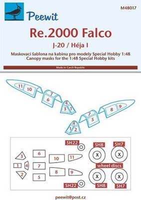 Peewit M48017 1/48 Canopy mask Re.2000 Falco (SP.HOBBY)