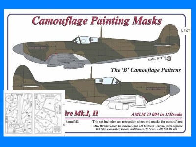 AML AMLM33004 Mask Supermar.Spitfire Mk.I,II Camouflage 'B' 1/32