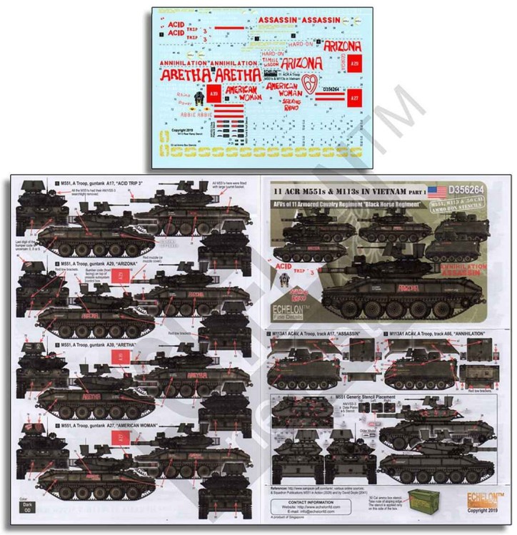 Echelon FD D356264 11 ACR M551 Sheridans & APC M113s in Vietnam (Part 1) 1/35