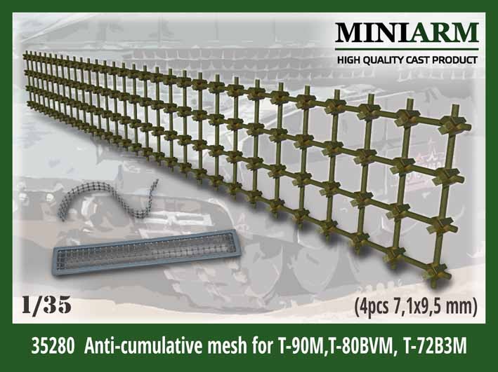 Miniarm 35280 Противокумулятивная сетка - экран 4шт -Т-72Б3М,Т-90М, Т-80БВМ и др. 1/35