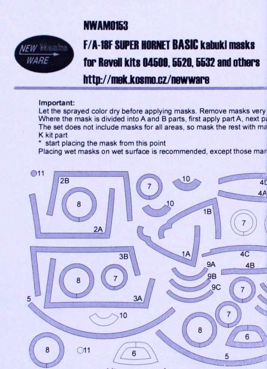 New Ware NWA-M0153 Mask F/A-18F Super Hornet BASIC (REV) 1/48