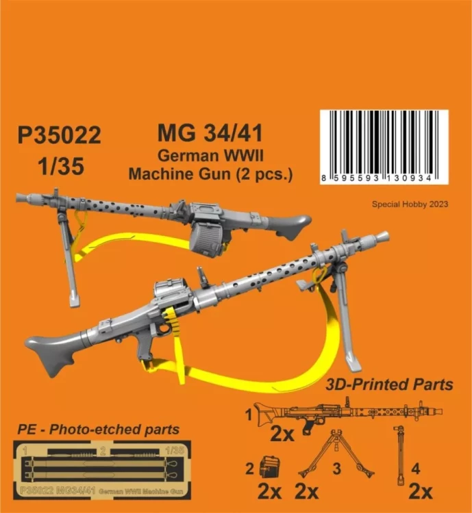 CMK P35022 MG 34/41 German WWII Machine Gun, 2 pcs. (3D) 1/35