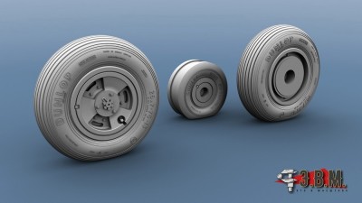 ЭВМ RS48082 De Havilland Vampire колеса шасси Тип-1 (прямой протектор) 1/48