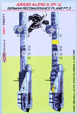 Kora Model NDT72071 Ar-240 A-04/U German Reconais. Pt.3 декали декали 1/72
