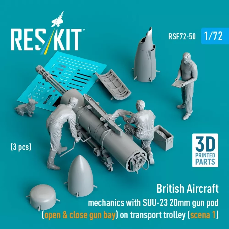 Reskit F72050 British Aircraft mech. w/ SUU-23 20mm (3 fig) 1/72