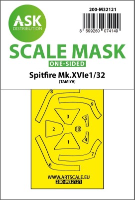 Art Scale 200-M32121 Supermarine Spitfire Mk.XVIe canopy frame paint mask (outside only) 1/32