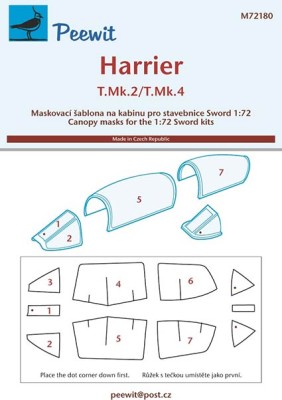 Peewit M72180 1/72 Canopy mask Harrier T.Mk.2/Mk.4 (SWORD)