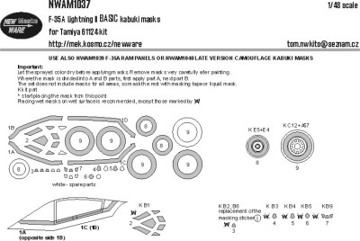 New Ware NWA-M1037 Mask F-35A Lightning II BASIC (TAM) 1/48