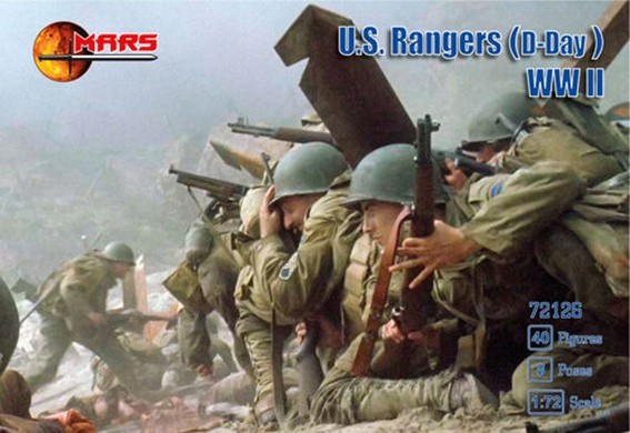 Mars MAR72126 U.S Rangers at D-Day (WWII) 40 figures in 8 poses 1/72