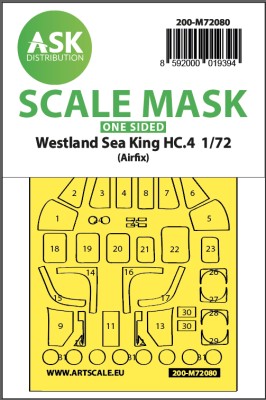 Art Scale 200-M72080 Westland Sea King HC.4 wheels and canopy frame paint masks (outside only) 1/72