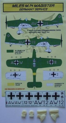 Kora Model DEC72153 Miles M.14 Magister (Germany Service) декали декали 1/72
