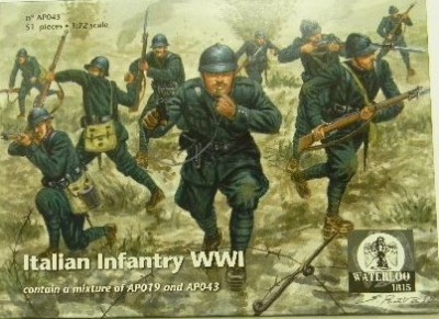 Waterloo 1815 WLAP043 Italian Infantry WWI 51 FIGURES. This set contains a mixture of this new set (9 poses for 27 figures) and of WLAP019 (12 poses for 24 figures) 1/72