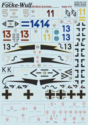 Print Scale 72-174 Focke-Wulf Fw-190 A7&amp;A8 Aces 1/72