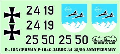 Model Maker Decals D72185 Lockheed F-104 German JaboG 34 25/50 Anniversary 1/72