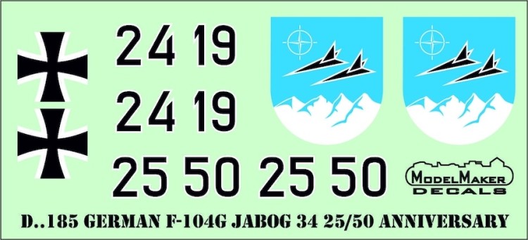 Model Maker Decals D72185 Lockheed F-104 German JaboG 34 25/50 Anniversary 1/72
