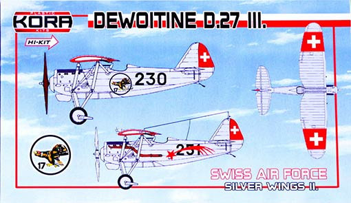 Kora Model KPK72080 Dewoitine D.27 III. Swiss AF Silver Wings II. 1/72