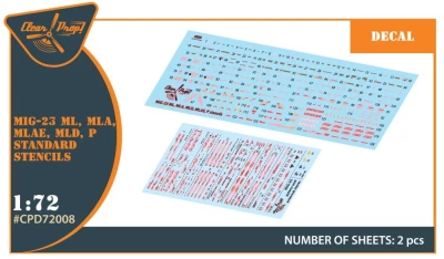 Clear Prop D72008 Decal MiG-23ML, MLD, P, MLAE Stencils 1/72