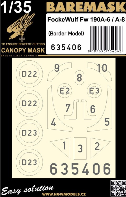 HGW 635406 Mask Focke-Wulf Fw190 A-6/A-8 (BORDER) 1/35