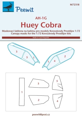 Peewit M72318 Canopy mask AH-1G Huey Cobra (KP) 1/72