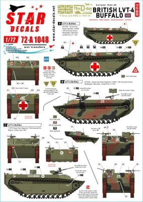 Star Decals 72-A1048 British LVT-4 Buffalo. British Buffaloes in Holland 1944-45.Walcheren, West Kapelle, South Beveland, Arnhem 1/72