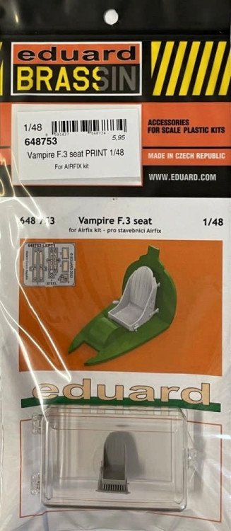 Eduard 648753 BRASSIN Vampire F.3 seat PRINT (AIRF) 1/48