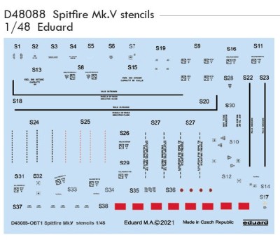 Eduard D48088 Decals Spitfire Mk.V stencils (EDU) 1/48