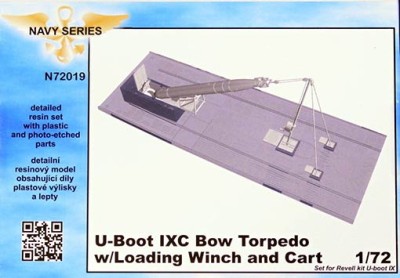CMK N72019 U-Boot IXC Bow Torpedo w/Loading Winch &amp; Cart 1/72