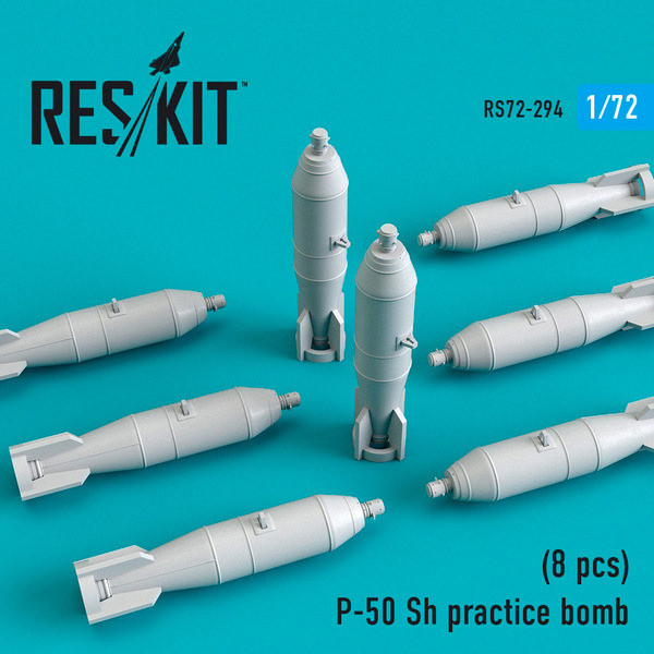 Reskit RS72-0294 P-50 Sh practice bomb (8 pcs)(MiG-21, MiG-23, MiG-27, Su-7, Su-17, Su-24, Su-25, Su-27, Su-30, Su-34) 1/72
