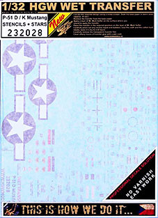 HGW 232028 STENCILS + STARS P-51 D/K Mustang (TAM, REV) 1/32