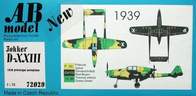 AB MODEL ABMOD72029 1/72 Fokker D-XXIII