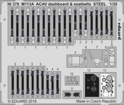 Eduard 36378 M113A ACAV dashboard &amp; seatbelts STEEL 1/35