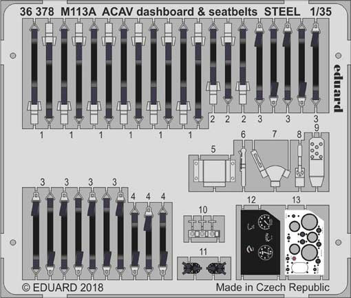 Eduard 36378 M113A ACAV dashboard & seatbelts STEEL 1/35