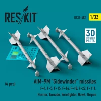 Reskit 32482 AIM-9M 'Sidewinder' missiles (4 pcs.) 1/32