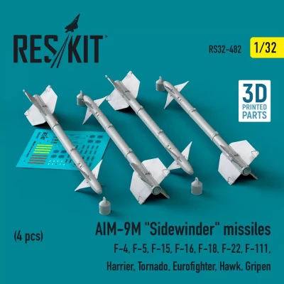 Reskit 32482 AIM-9M 'Sidewinder' missiles (4 pcs.) 1/32