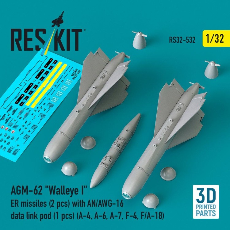 Reskit 32532 AGM-62 Walleye I ER w/ AN/AWG-16 pod (3 pcs.) 1/32