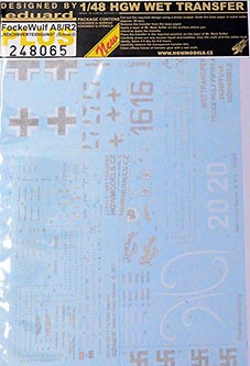 HGW 248065 Decals &amp; Stencils FockeWulf A8/R2 (EDU) 1/48