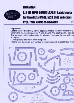 New Ware NWA-M0154 Mask F/A-18F Super Hornet EXPERT (REV) 1/48