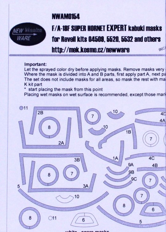 New Ware NWA-M0154 Mask F/A-18F Super Hornet EXPERT (REV) 1/48